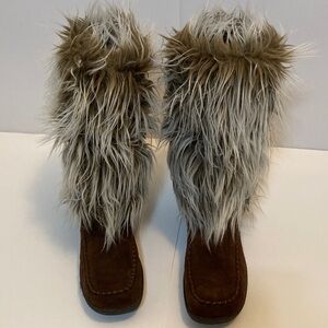 Rieker Brown and Gray Fur-Trimmed Winter Boots